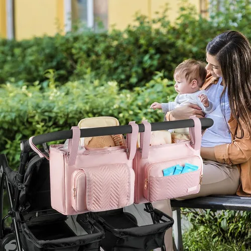 Miniatura 8 de Carrito doble para cochecito compatible con Bob Duallie, Baby Jogger City Mini Gt2 y Zoe Twin V2, consola doble para cochecito con bolsa enfriadora