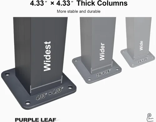 Miniatura 6 de PURPLE LEAF 94AS - Pérgola pequeña de aluminio compacto de 10 x 12 pies con techo rígido con listones ajustables para patio, cubierta de terraza