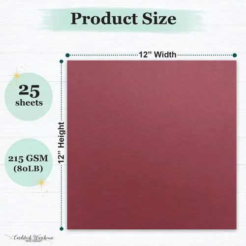 Miniatura 2 de Cardstock Warehouse Foundations - Pavimentador rojo burdeos, 12 x 12 pulgadas, 80 libras, 7.58 oz/m², 100% papel de cartulina reciclado, 25 hojas