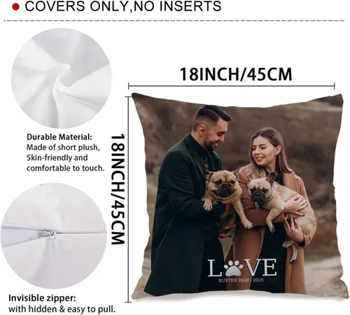 Miniatura 3 de Personalized Pet Photo Pillow Case Using one pet Image and Custom Text offering Home décor Personality and Giving a Sweet Gift Touch