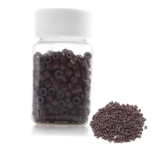 Miniatura 11 de 500 anillos de silicona con microeslabones de 0.197 in para extensiones de cabello, herramientas de microenlaces de aluminio para extensiones