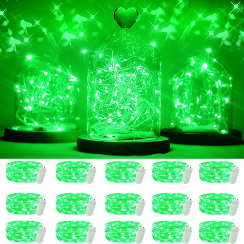 Miniatura 17 de SmilingTown 15 paquetes de luces de cadena de hadas, 6.6 pies, 20 luces LED, funciona con pilas, alambre de cobre plateado, luces de cadena Azul