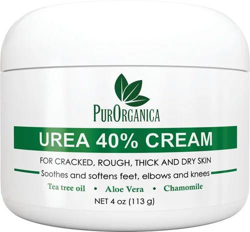 PurOrganica Crema para pies Urea 40% – Dermatológicamente probada, reparación intensiva para talones secos y agrietados, callos, callos y pies