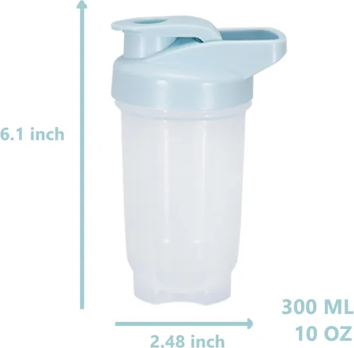 Miniatura 2 de Shaker Bottle Protein Shakes Cup y botella agitadora de 10 onzas/10.1 fl oz con bolas batidoras, juego de botellas de proteínas, plástico sin BPA