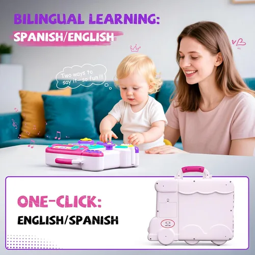 Miniatura 3 de 54-en-1 Juguetes de Tablero Ocupado Montessori en Inglés y Español para Niñas de 1 y 2 Años, Juguetes Educativos Montessori de Aprendizaje