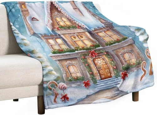 Miniatura 32 de Manta cálida de Navidad Folk Botanicals de microforro polar ultrasuave y cálida, acogedora manta ligera, manta rústica de vacaciones de 30 x 40
