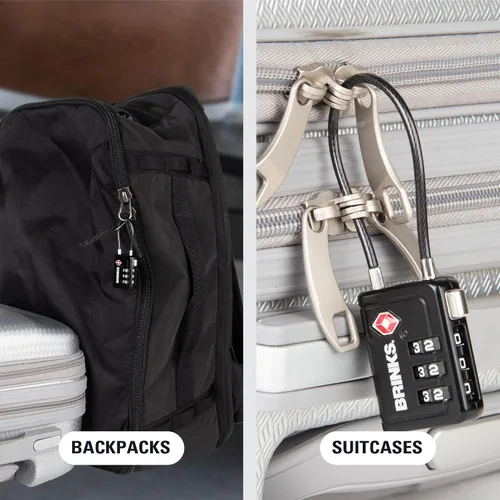 Miniatura 7 de Brinks TSA - Cerradura indicadora aceptada para equipaje, color negro, combinación reajustable, grillete largo de 2.5 pulgadas, llave TSA008 más