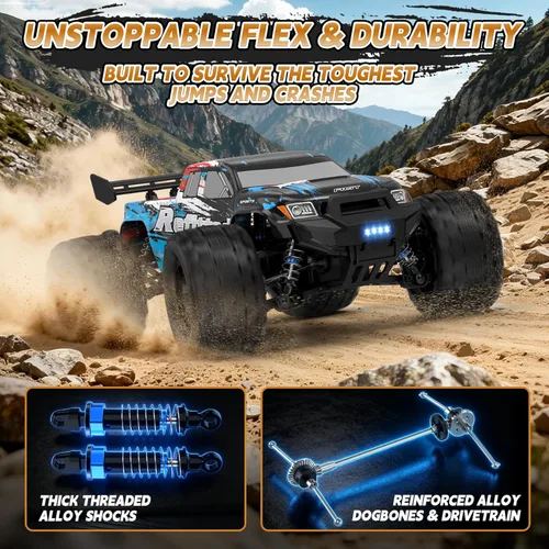 Miniatura 3 de 1/16 4X4 de alta velocidad 40-50+KM/H (pico) RC Cars Monster Truck – 390 motor duradero eje y suspensión RC camión Baterías de 3000 mAh Juguetes