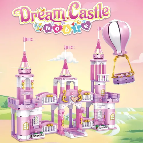 Miniatura 7 de Juguetes de bloques de construcción de castillo de princesa para niñas, 541 piezas, castillo multiforma, globo aerostático, juguetes para niñas