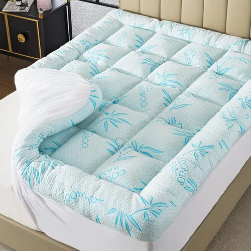 WhatsBedding Cubrecolchón individual de 5 pulgadas, capa de aire de viscosa de bambú transpirable, cubrecolchón de espuma viscoelástica, tamaño