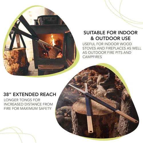 Miniatura 4 de KABIN Tenazas para Fuego Agarrador de Troncos – Pinzas Extralargas con Garra para Leña para Chimenea, Fogata al Aire Libre, Hoguera y Más 38