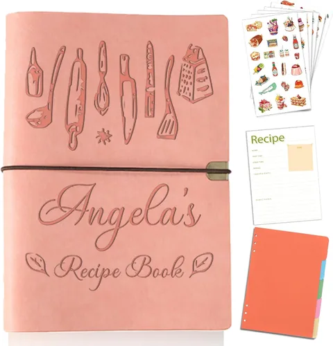 Miniatura 9 de Libro de recetas personalizado para escribir en tus propias recetas, libro de recetas personalizable de 6.7 x 9 pulgadas, 5 divisores y espacio