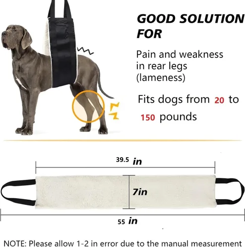 Miniatura 2 de Hevy Duty Arnés portátil de elevación para perros de 20 a 150 libras, arnés de elevación portátil para patas traseras, arnés de cadera para perros