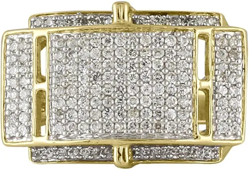 Halo Jewelers Anillo de boda de 0,90 quilates para hombre, oro blanco y amarillo de 10 quilates (claridad I1-I2), anillos de diamantes para hombre,