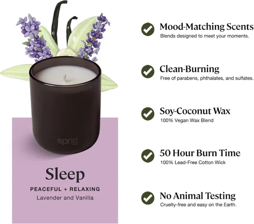 Miniatura 3 de Sprig by KOHLER - Vela de aromaterapia para dormir con lavanda y vainilla, cera de soja 100% natural, aroma relajante y pacífico, regalo
