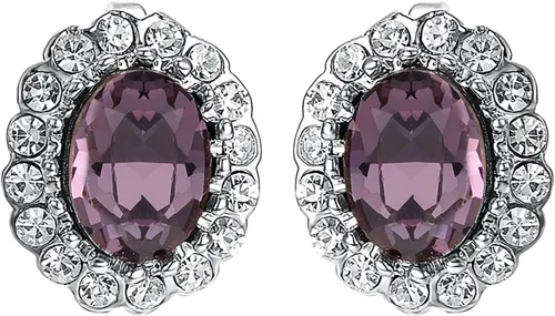 Miniatura 9 de Yoursfs Austria - Aretes de clip de cristal para mujer, chapados en oro de 18 quilates, joyería de moda con halo de circonita cúbica, aretes sin