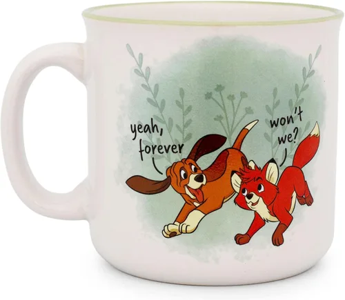 Disney Fox and the Hound Friends Forever - Taza de café de viaje sin BPA para café expreso, cafeína, cacao, esencial para el hogar y la cocina,
