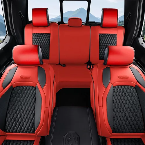 Miniatura 29 de Coverado Fundas de Asientos de Automóvil Juego Completo, Fundas de Asientos de Automóvil de Cuero Impermeables para Dodge RAM 1500 Compatible