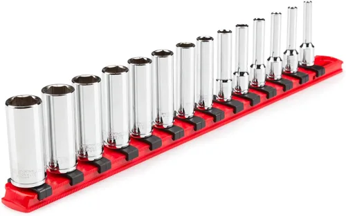 Miniatura 8 de TEKTON Juego de llaves de vaso de 6 puntos poco profundas de 1/4 pulgadas con riel, 11 piezas (5/32 - 9/16 pulgadas) SHD90101