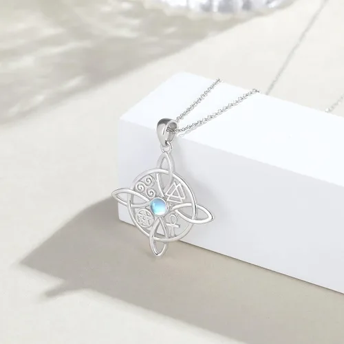 Miniatura 10 de YAFEINI Collar con dije de nudo de bruja de plata de ley, amuleto de bruja de cruz celta, regalo para mujer
