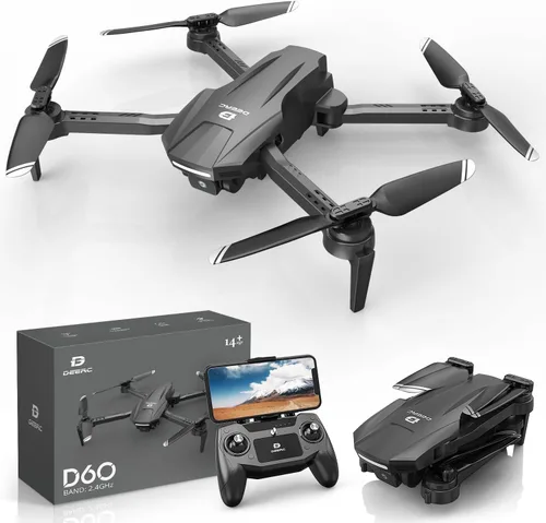 Miniatura 10 de DEERC Dron con cámara 1080P, D20S Mini drones FPV para niños, adultos y principiantes; cuadricóptero plegable RC con motor sin escobillas, 2