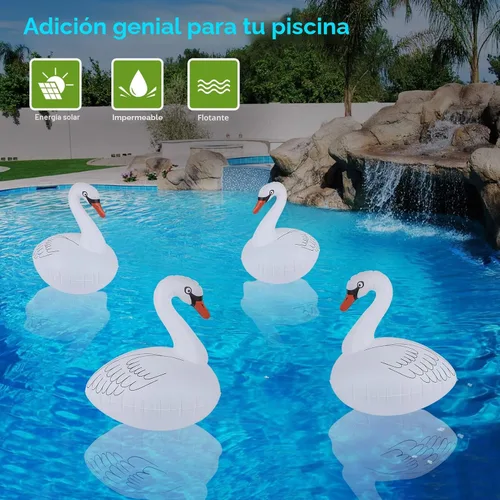 Miniatura 7 de Goallim Luces solares flotantes para piscina, paquete de 2 unidades, luces inflables impermeables de cisne, luces LED que brillan en la oscuridad