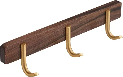Miniatura 15 de Perchero montado en la pared, perchero colgante de entrada, riel para abrigos de metal y madera con 3 ganchos rústicos para abrigo, bufanda, bolsa