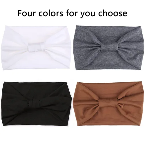 Miniatura 3 de Xtrend Paquete de 4 bandas anchas para el cabello para mujer, bandanas negras de moda, estilo bohemio, bandas gruesas para el cabello, grandes
