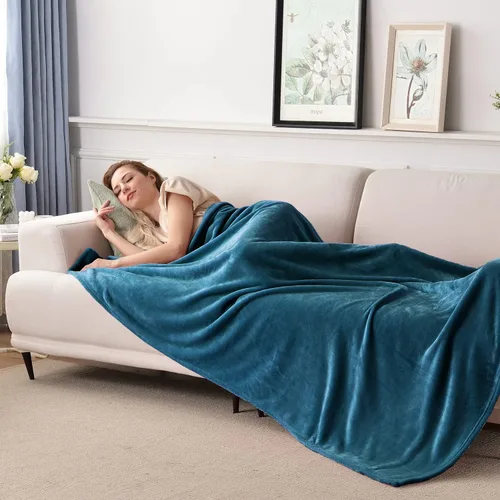 Miniatura 2 de SOCHOW Manta de Franela de Forro Polar Tamaño Throw, Súper Suave y Acogedora para Todas las Estaciones para Cama o Sofá, Coral Azul, 50x60 pulgadas