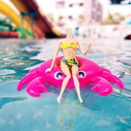 Miniatura 7 de Flotador inflable para muñecas para piscina, incluye flamencos, donas, piñas, conchas, cangrejos, conejo, soporte inflable para bebidas para fiestas