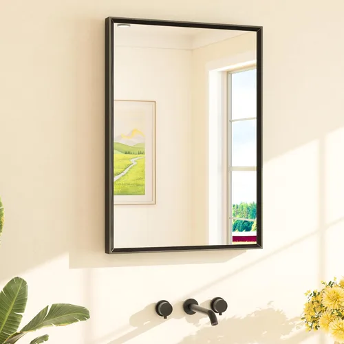 Miniatura 59 de TETOTE Espejo de Baño Dorado de 16" x 20" Latón Dorado Cepillado Rectangular con Marco Biselado Espejo de Tocador de Baño para Sobre el Lavabo