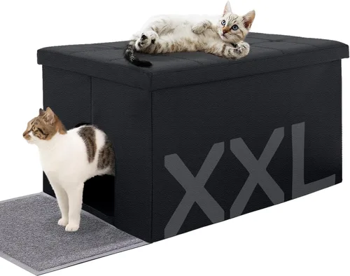 Miniatura 8 de MEEXPAWS Mueble Gabinete Oculto para Caja de Arena de Gatos, Banco de Baño para Gatos Gabinete de Almacenamiento Pequeño 19.7'' x 19.7'' x 19.7'' A
