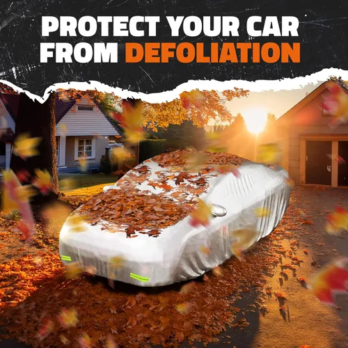 Miniatura 7 de Mockins - Funda para automóvil de poliéster plateado 190T, para todo tipo de clima, transpirable e impermeable, protegerá tu vehículo contra