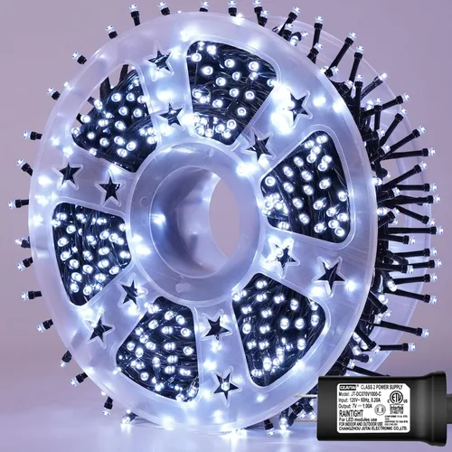 Miniatura 26 de YEGUO 200 luces LED de 66 pies para Navidad, exteriores, impermeables, cadena de luces blancas cálidas para interiores, 8 modos, cable verde, luz