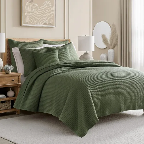 Miniatura 15 de Levtex Home - Juego de edredón reversible con punto de cruz tamaño Queen (104x106 pulgadas) con 2 fundas de almohada (26x20 pulgadas) - Textura