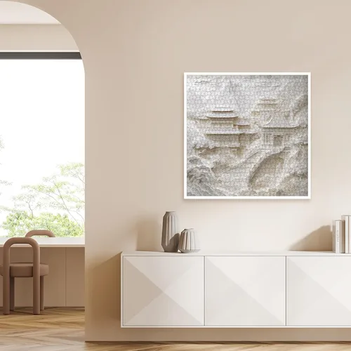 Miniatura 6 de Hermoso rompecabezas de corte de papel de paisaje para adultos, 1000 piezas, rompecabezas estético de árbol de barco luna, rompecabezas de arte azul