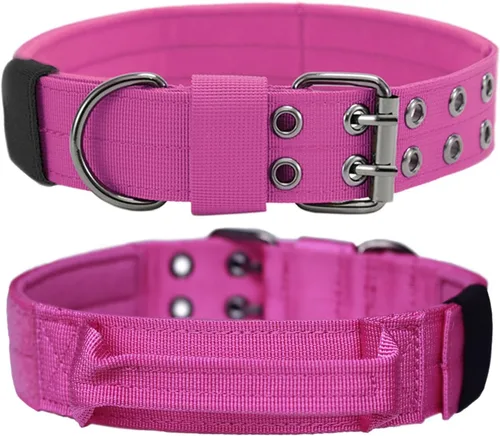 Miniatura 8 de Collar táctico para perro, collar militar ajustable para perro, collar de entrenamiento de nailon suave con parche, collares de hebilla de metal