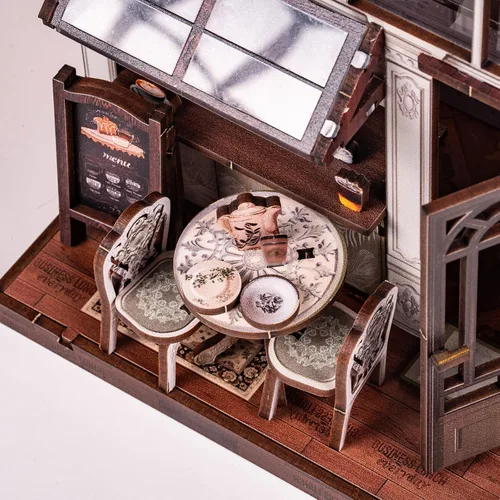 Miniatura 4 de Kit de rincón de libros, kit de casa en miniatura para adultos, adolescentes y niños, rompecabezas de madera 3D con luz LED, kit de manualidades