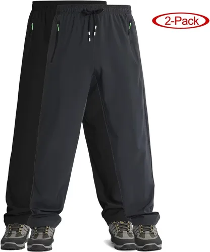 Miniatura 2 de Pantalones deportivos ligeros para hombre, de secado rápido, pantalones de senderismo para correr, deportes, gimnasio, bolsillos con cremallera