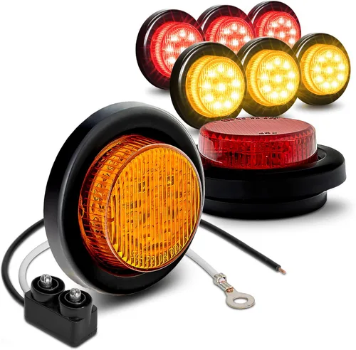 Miniatura 10 de TRUE MODS 2" - 10 luces LED redondas rojas de 2 pulgadas y 12 V [reflector 2 en 1] [policarbonato] [certificado D.O.T.] [ojales y enchufes] Rojo