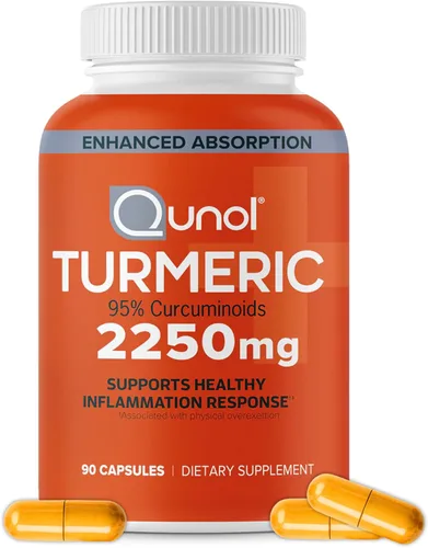 Miniatura 12 de Qunol Cúrcuma Curcumina con pimienta negra, 2250 mg de extracto de cúrcuma con 95% de curcuminoides, suplemento de cúrcuma extra fuerte, absorción