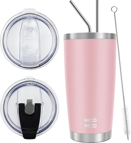 Miniatura 43 de WETOWETO - Vaso de viaje con aislamiento de 20 onzas, de acero inoxidable, con doble pared, a prueba de fugas, taza de café con revestimiento