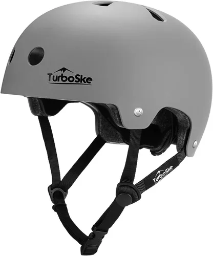 Casco de patineta, casco BMX, casco multideporte, casco de bicicleta para niños, jóvenes, hombres, mujeres Gris