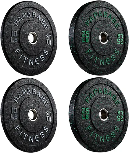 Miniatura 34 de Papababe Placas de peso, juego de placas de pesas de 2 pulgadas, placas de peso de goma protectoras para el suelo, placas de parachoques de 10 a 600