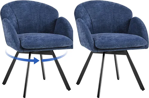 Miniatura 11 de Yaheetech Silla Giratoria de Acento, Sillón de Chenilla con Flores, Silla de Tocador Silla Auxiliar con Base Giratoria de 360 Grados y Cojín