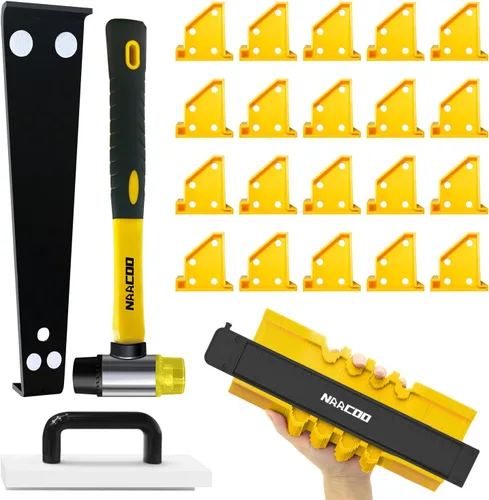 Herramientas para pisos laminados, kit de instalación NAACOO LVP, herramientas profesionales para pisos de vinilo - bloque de golpeo con mango,