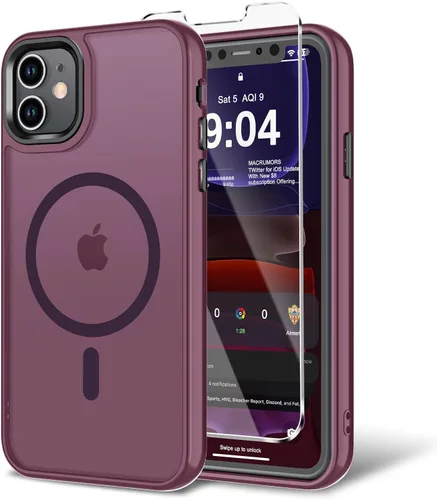 Miniatura 56 de Funda para iPhone 11 con protector de pantalla, compatible con MagSafe, ultra delgada, translúcida, mate, a prueba de golpes, color negro