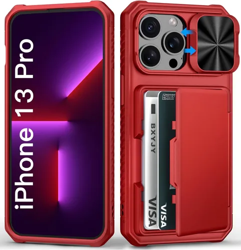Miniatura 61 de BXYJY Funda tipo cartera para iPhone 15 Pro con tarjetero (4-5 tarjetas) y cubierta deslizante para cámara y soporte, protección contra caídas