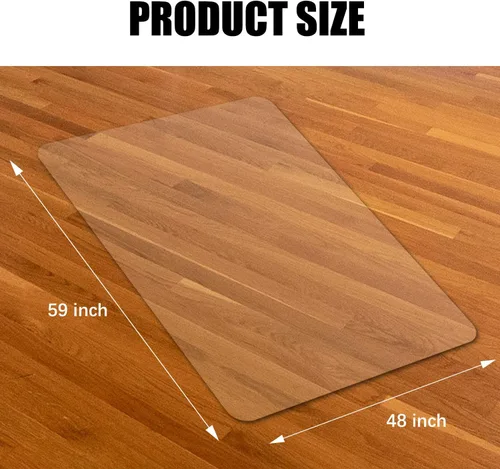 Miniatura 5 de Kuyal tapete transparente para silla, uso en suelos duros, 48.0 x 36.0 pulgadas, protector de suelo para oficina u hogar