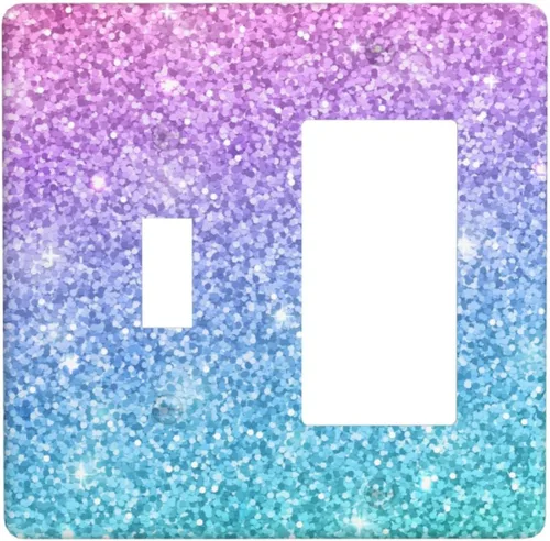 Miniatura 11 de Cubierta para interruptor de luz, placas de pared con purpurina rosa y azul, 1 banda, palanca individual de 4.5 x 2.76 pulgadas, 1 paquete